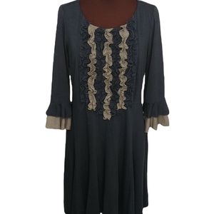 5/$25 CHRIS MCLAUGHLIN slate gray ruffle dress